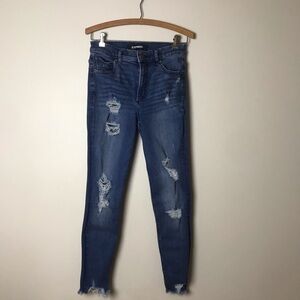 Express Stretch, high waist - ankle, distressed skinny jeans.